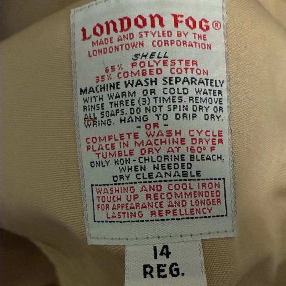 London Fog Beige Trench Coat with Belt - Picture 3 of 6